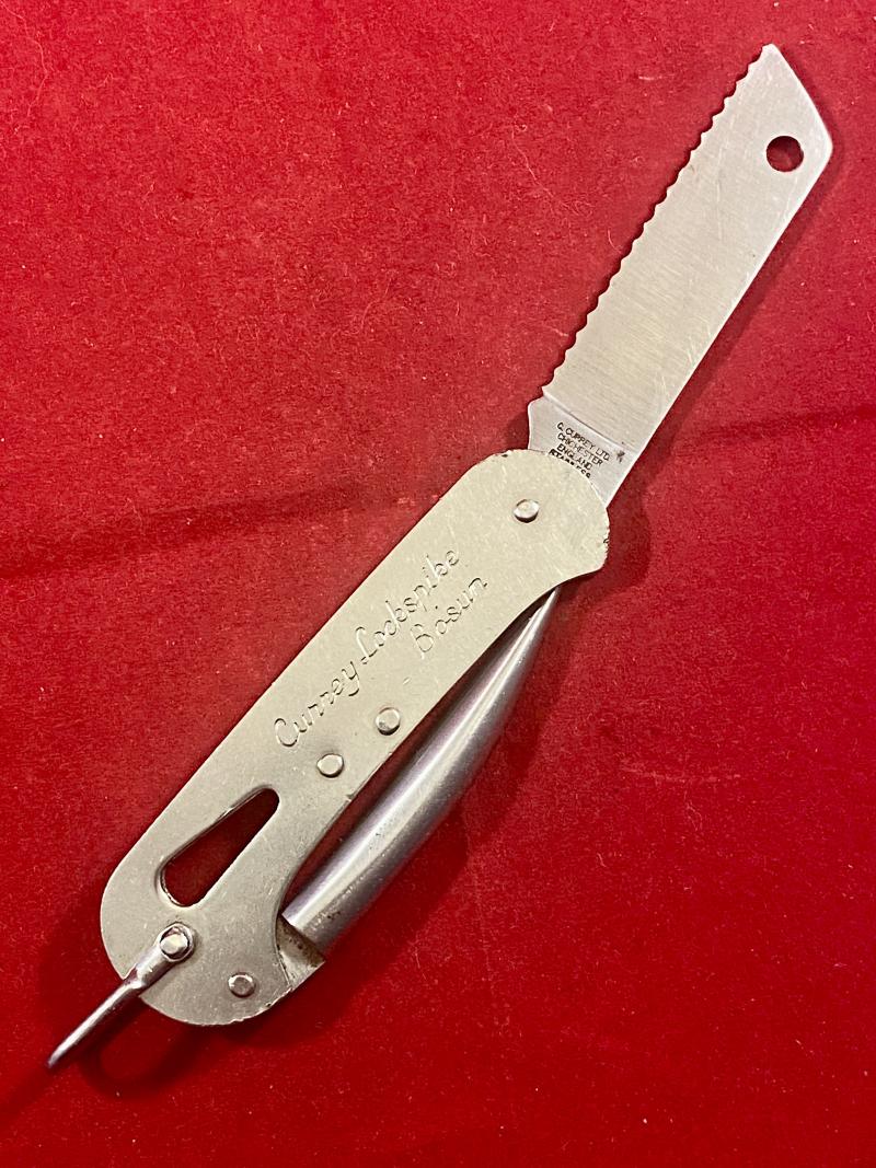 Vintage Captain Currey Lockspike Stainless Steel Bosun’s Knife with Serrated Blade, Marlin Spike and Shackle Key Slot