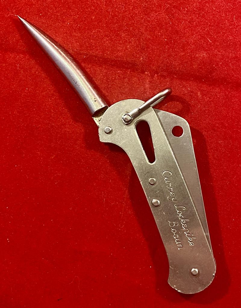 Vintage Captain Currey Lockspike Stainless Steel Bosun’s Knife with Serrated Blade, Marlin Spike and Shackle Key Slot