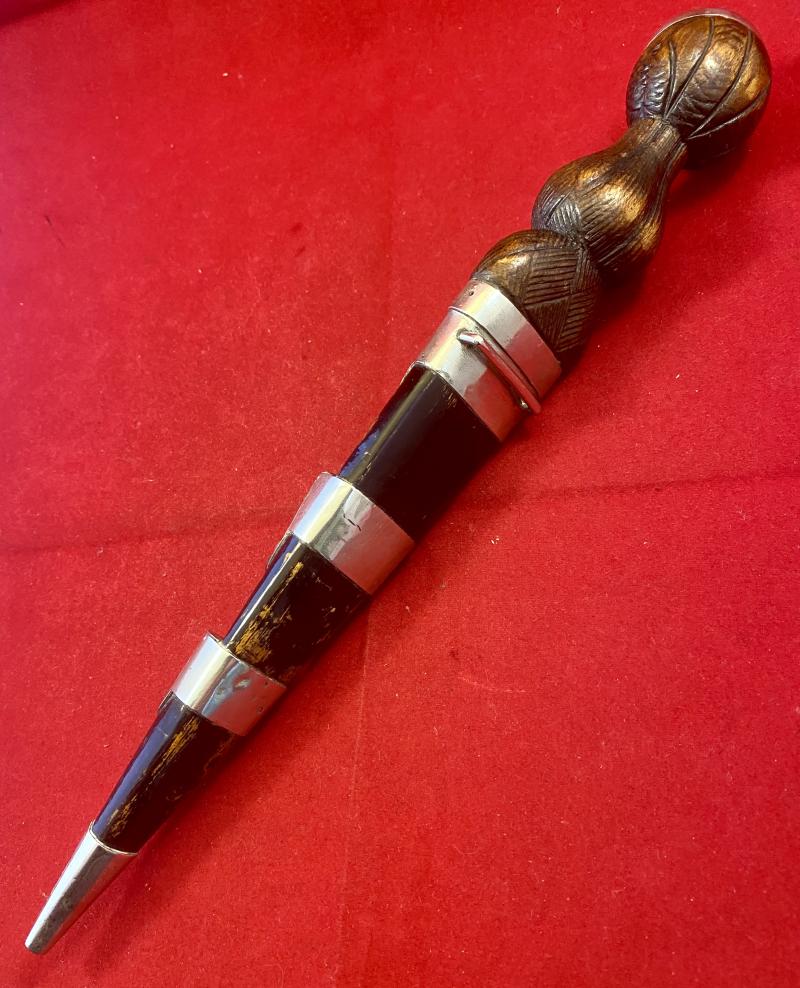 Fine Victorian “Dummy” 10.5” Scottish Dirk with Silver Fittings and Coloured Stones