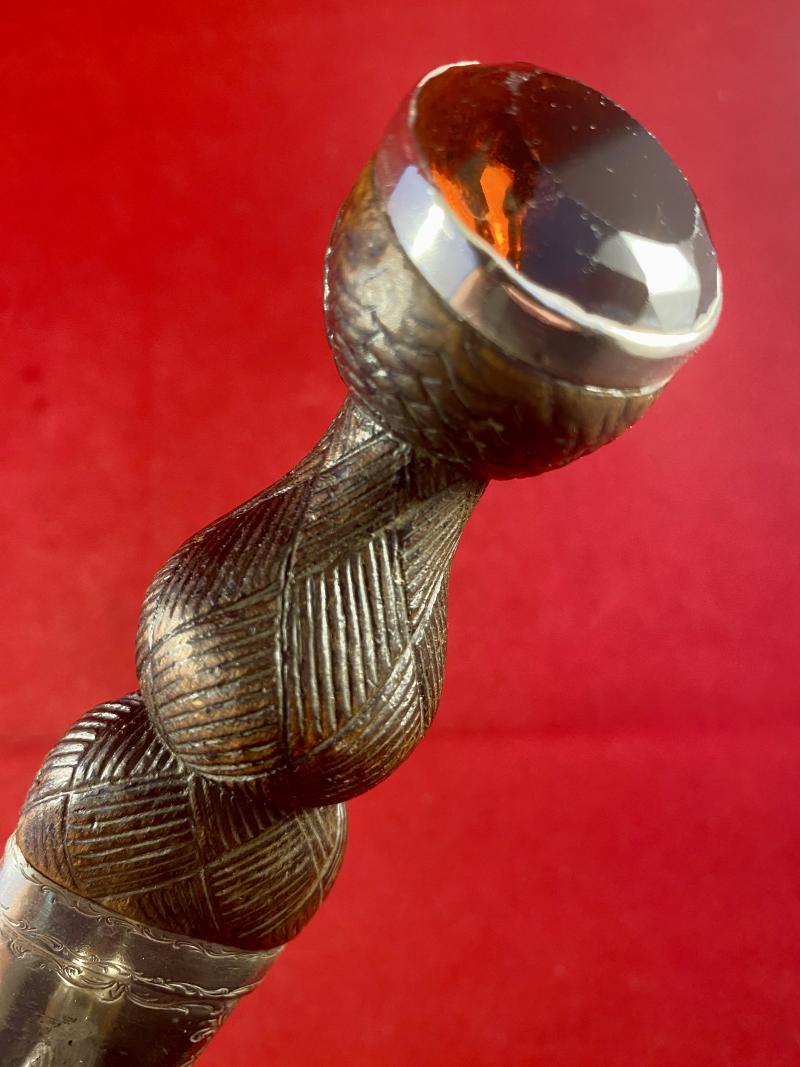 Fine Victorian “Dummy” 10.5” Scottish Dirk with Silver Fittings and Coloured Stones