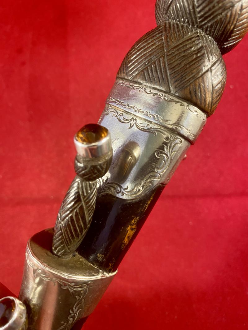 Fine Victorian “Dummy” 10.5” Scottish Dirk with Silver Fittings and Coloured Stones