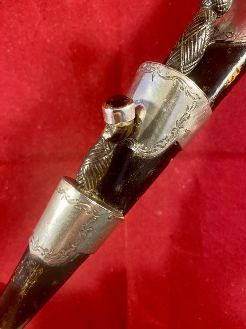 Fine Victorian “Dummy” 10.5” Scottish Dirk with Silver Fittings and Coloured Stones