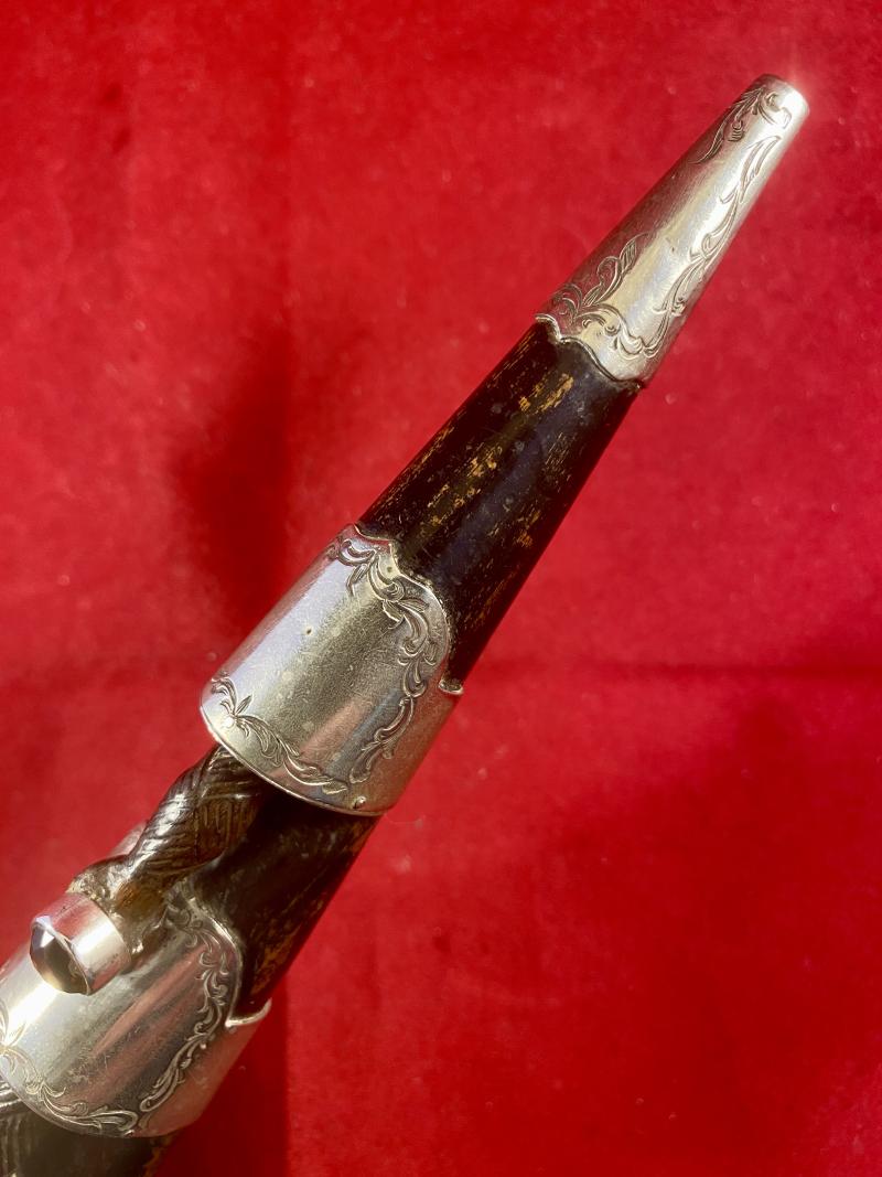 Fine Victorian “Dummy” 10.5” Scottish Dirk with Silver Fittings and Coloured Stones