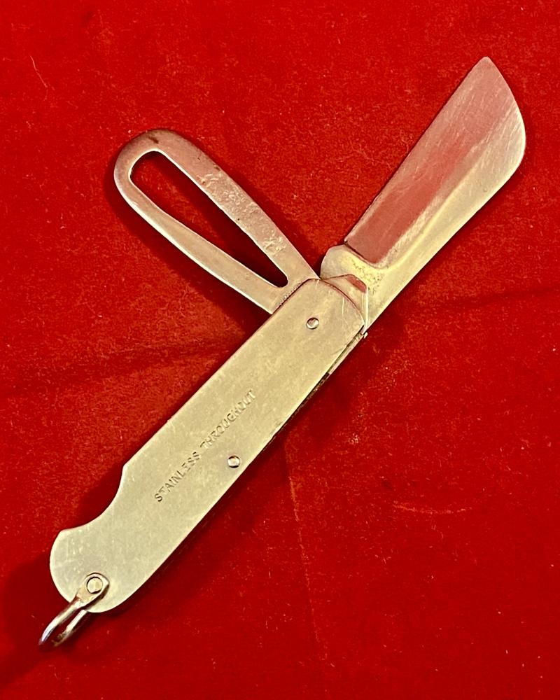 Vintage Stainless Steel Rigging Knife with 2.75” Blade, Shackle Key and Screwdriver, named to NIGEL c1960