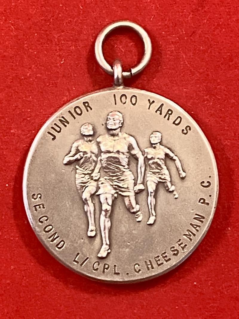 Army Cadet Force Silver Sports Medal awarded to L/CPL Cheeseman for 2nd Place in the 100yds in 1946