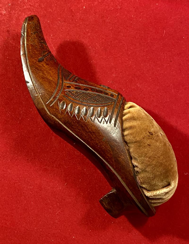 Rare Anglo-Boer War - POW made Wooden Shoe Pin Cushion – Bermuda c1902