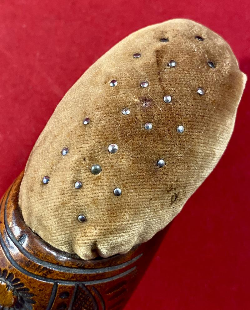 Rare Anglo-Boer War - POW made Wooden Shoe Pin Cushion – Bermuda c1902