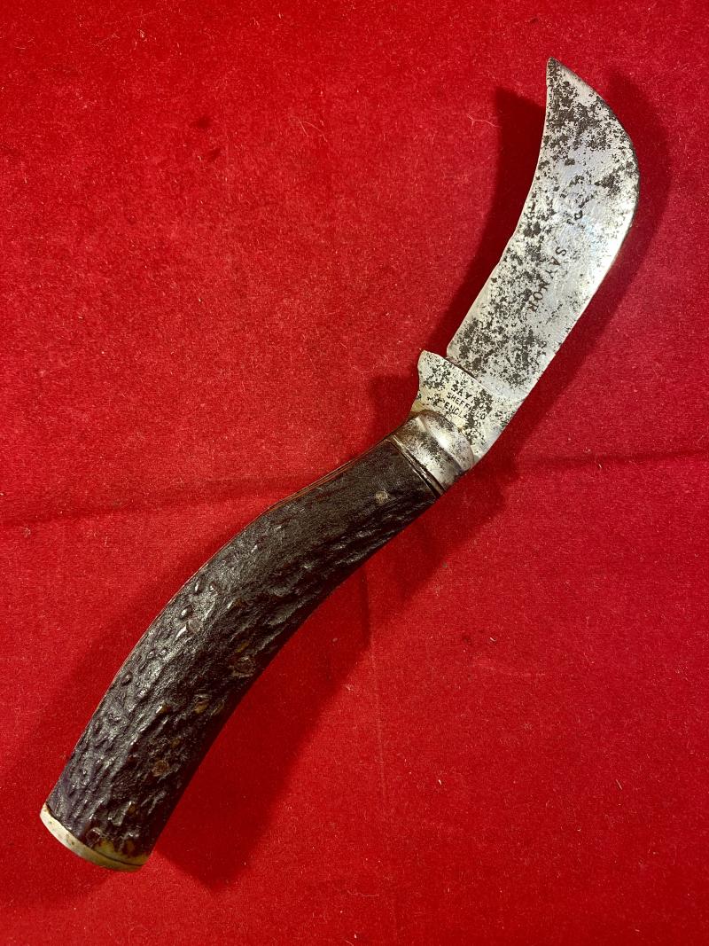 Antique Pruning Knife with Hawksbill Blade and Beautiful Stag Antler Grip by SAYNOR c1890