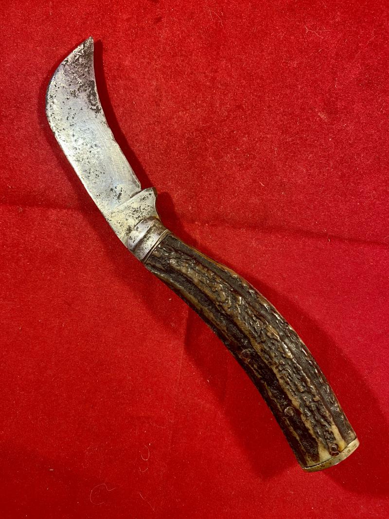 Antique Pruning Knife with Hawksbill Blade and Beautiful Stag Antler Grip by SAYNOR c1890