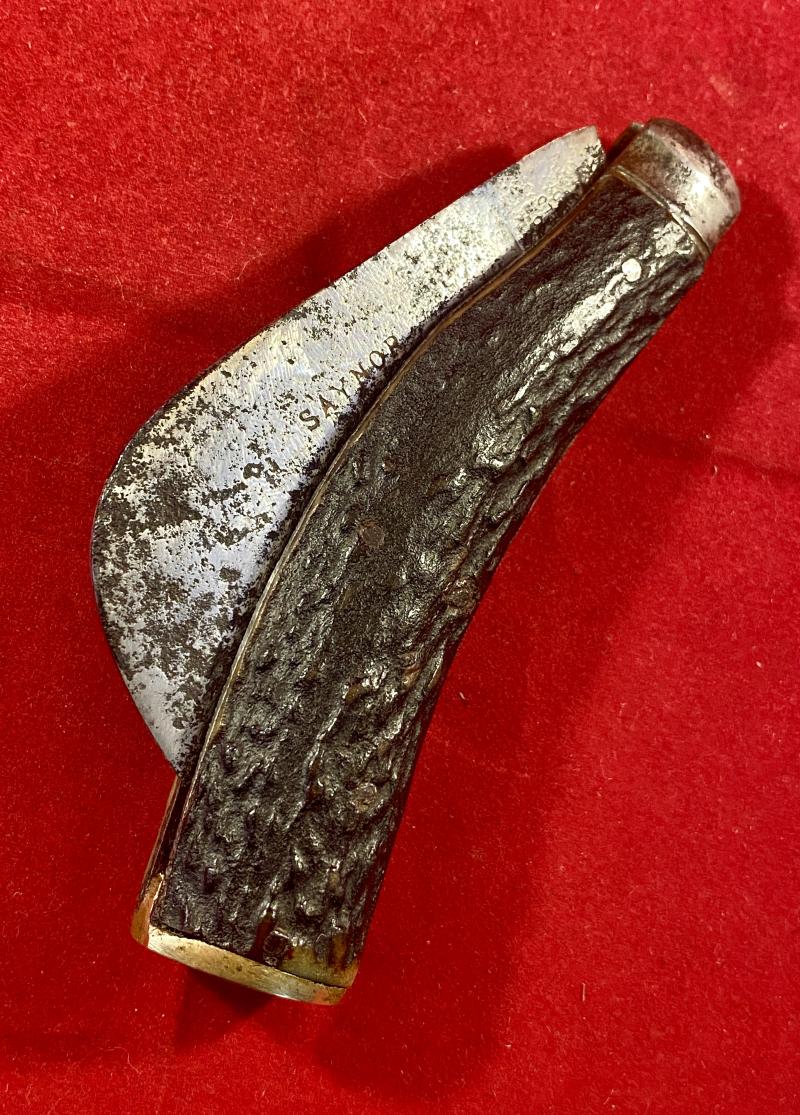 Antique Pruning Knife with Hawksbill Blade and Beautiful Stag Antler Grip by SAYNOR c1890