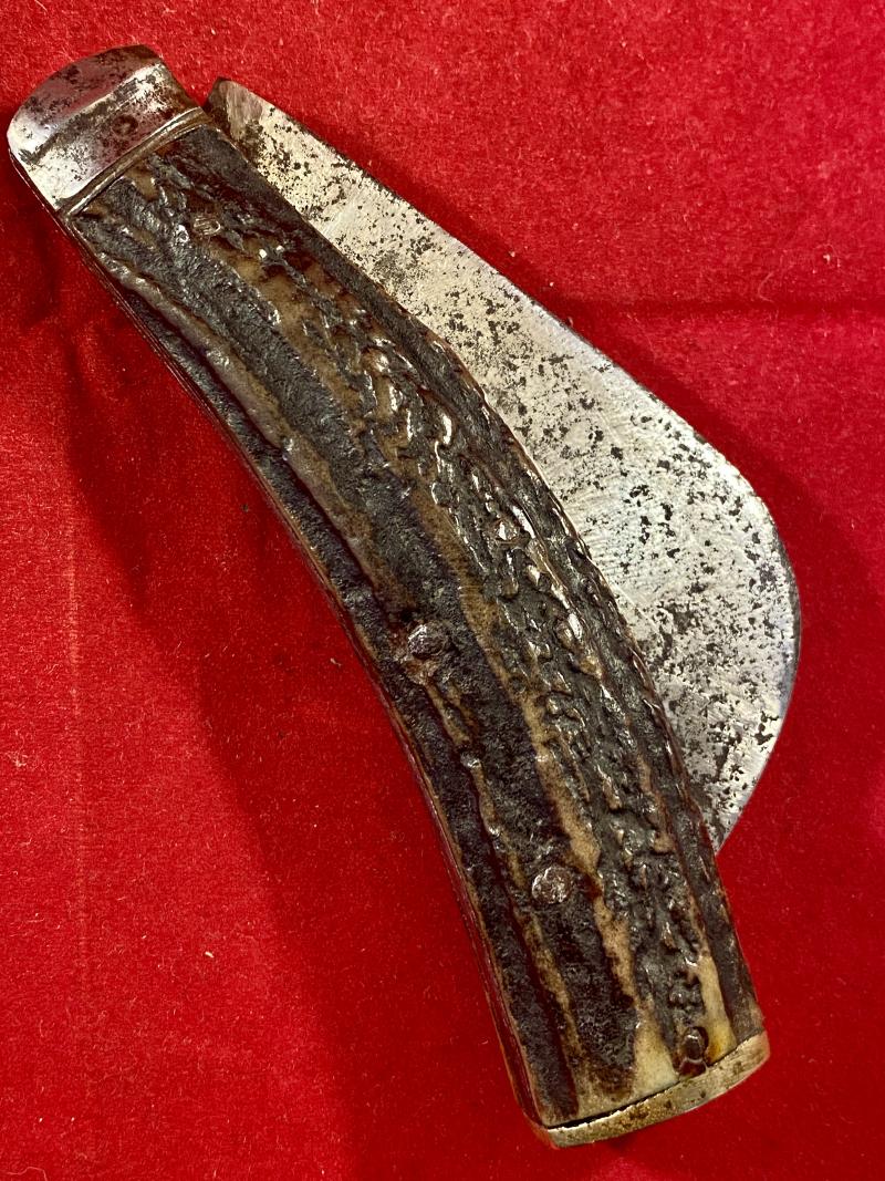 Antique Pruning Knife with Hawksbill Blade and Beautiful Stag Antler Grip by SAYNOR c1890