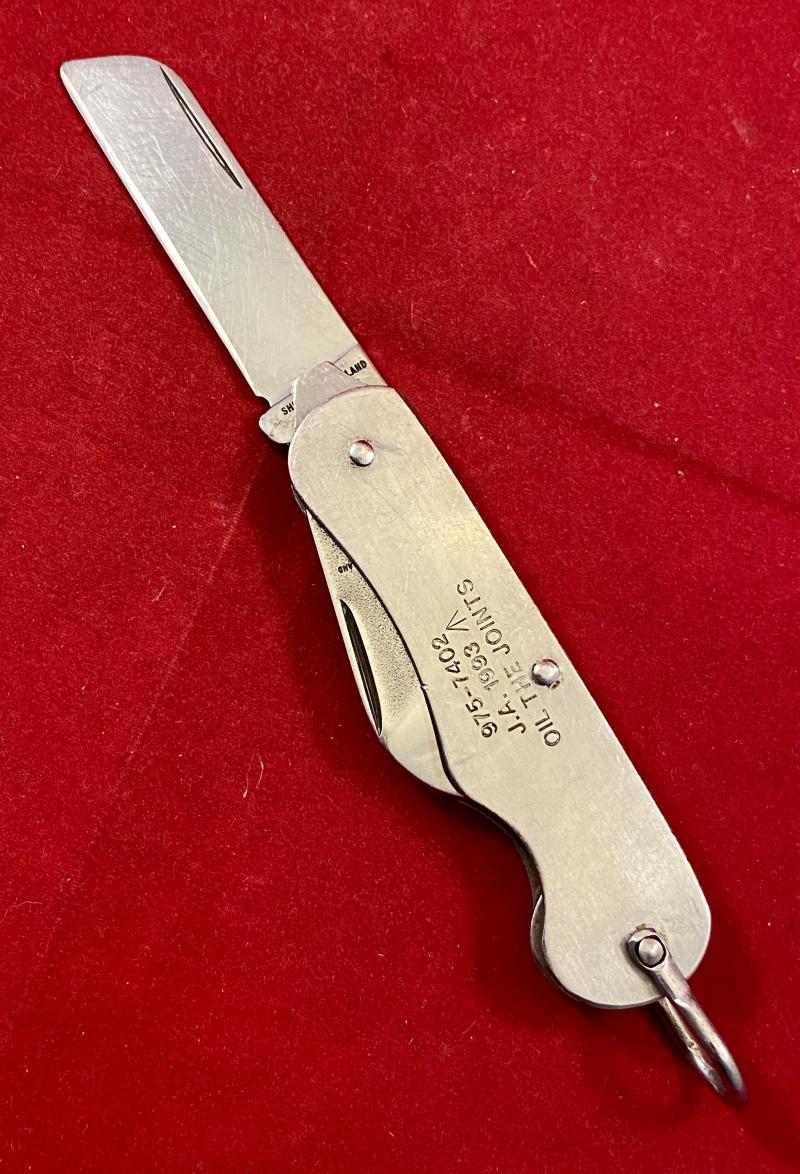 Vintage British Army Folding 2-Piece Stainless Steel Clasp or Jack Knife by Joseph Adams Dated 1993