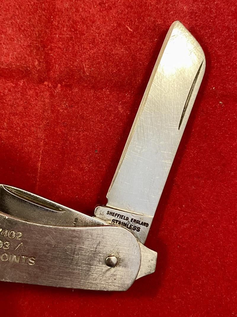 Vintage British Army Folding 2-Piece Stainless Steel Clasp or Jack Knife by Joseph Adams Dated 1993