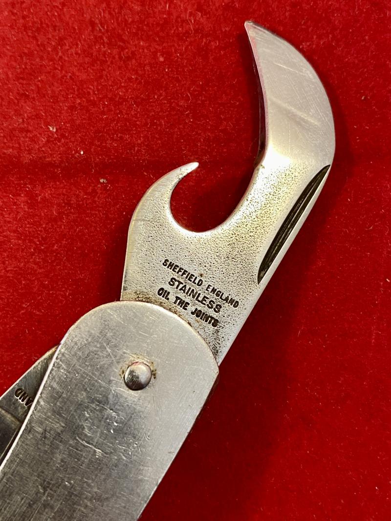 Vintage British Army Folding 2-Piece Stainless Steel Clasp or Jack Knife by Joseph Adams Dated 1993