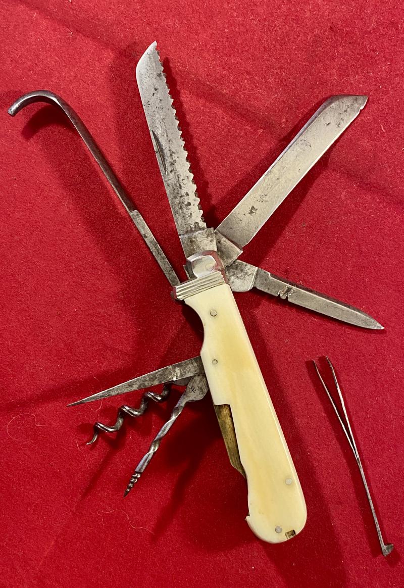 Fine Antique Multi-Tool Horseman’s Farrier’s Knife with a Smooth Bone Grip by HILL of Bristol c1880