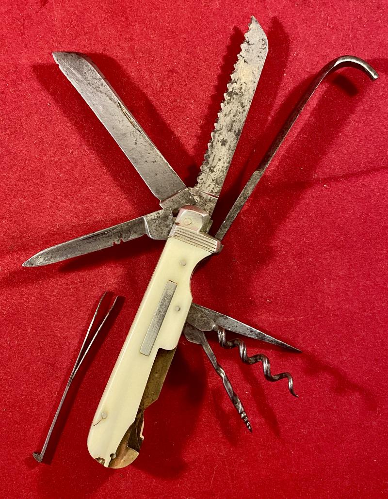Fine Antique Multi-Tool Horseman’s Farrier’s Knife with a Smooth Bone Grip by HILL of Bristol c1880