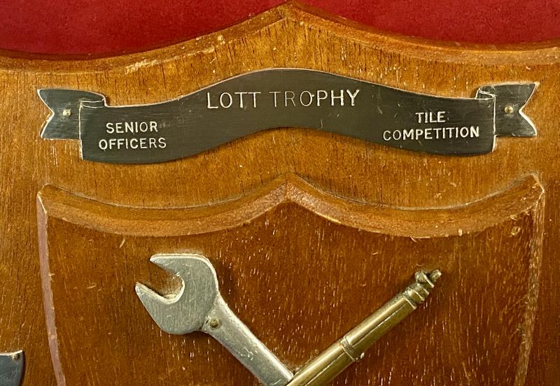 Vintage Royal Navy Mechanical Engineers Senior Officers LOTT Trophy Wooden Award Shield for Tile Competition 1972 to 1978
