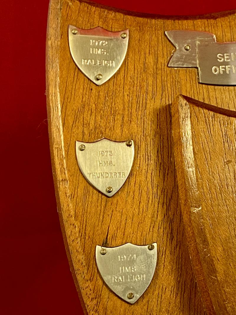 Vintage Royal Navy Mechanical Engineers Senior Officers LOTT Trophy Wooden Award Shield for Tile Competition 1972 to 1978