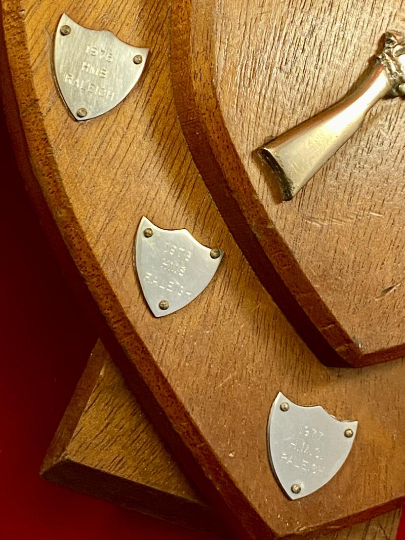 Vintage Royal Navy Mechanical Engineers Senior Officers LOTT Trophy Wooden Award Shield for Tile Competition 1972 to 1978
