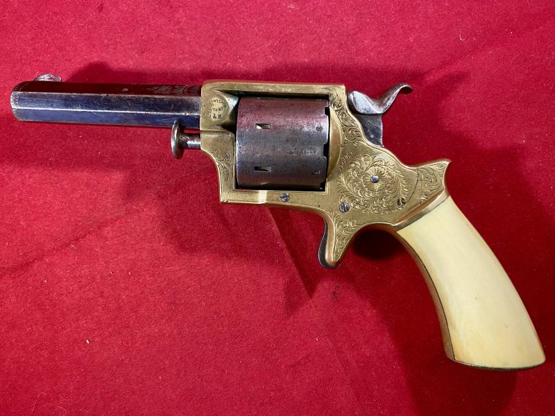 Scarce Deluxe Version of a Tranter Patent 7-Shot .32 Rimfire Revolver Retailed by J.H. Crane London with Tools in Fitted Burr Walnut Case c1865