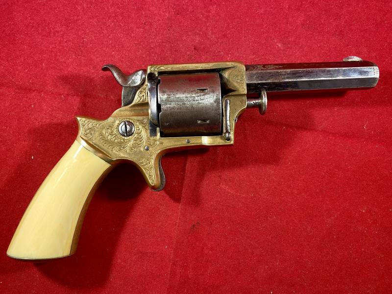 Scarce Deluxe Version of a Tranter Patent 7-Shot .32 Rimfire Revolver Retailed by J.H. Crane London with Tools in Fitted Burr Walnut Case c1865