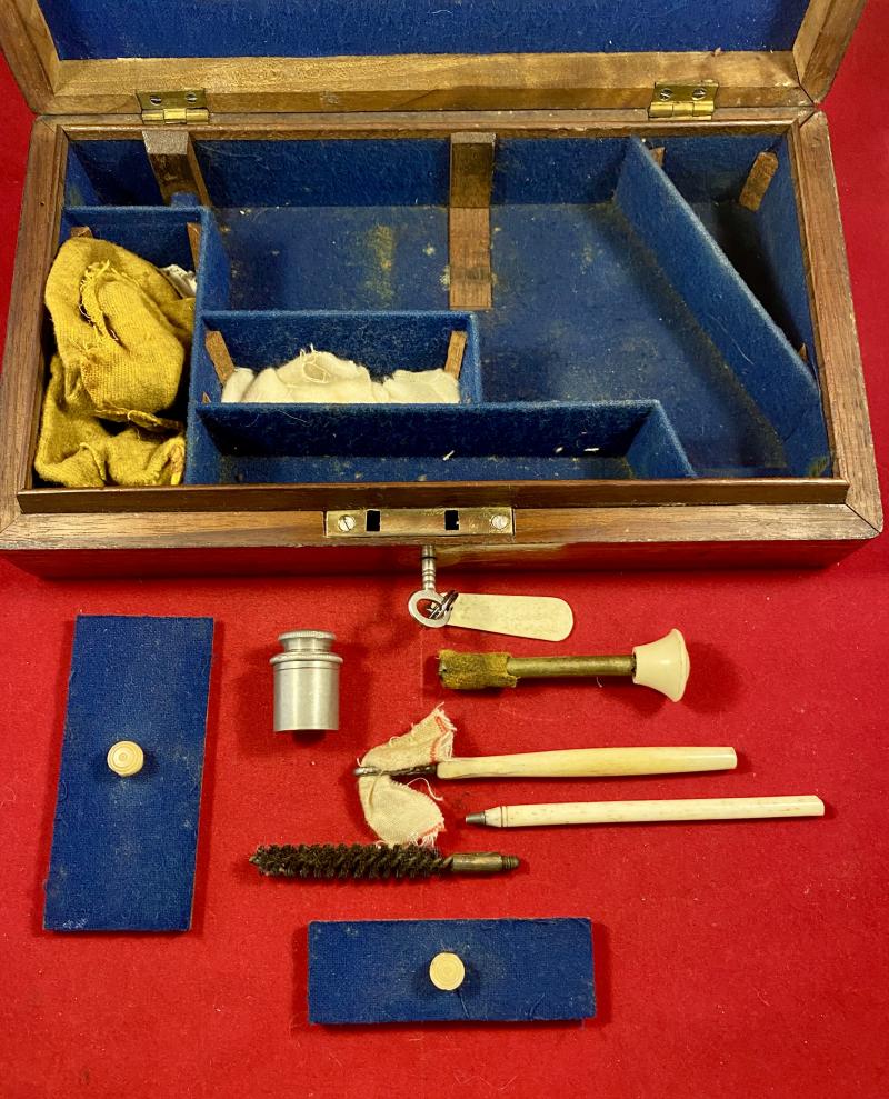 Scarce Deluxe Version of a Tranter Patent 7-Shot .32 Rimfire Revolver Retailed by J.H. Crane London with Tools in Fitted Burr Walnut Case c1865