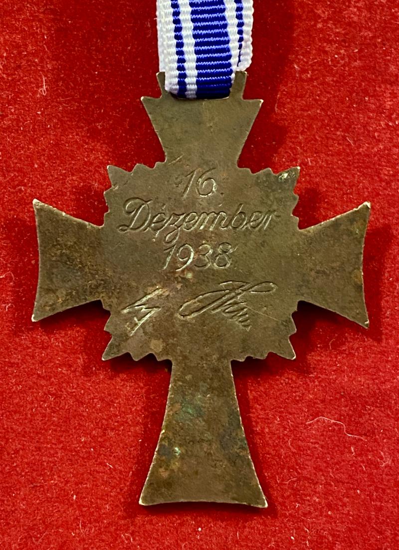 Genuine WW2 German Mother’s Cross in Bronze with a New Ribbon