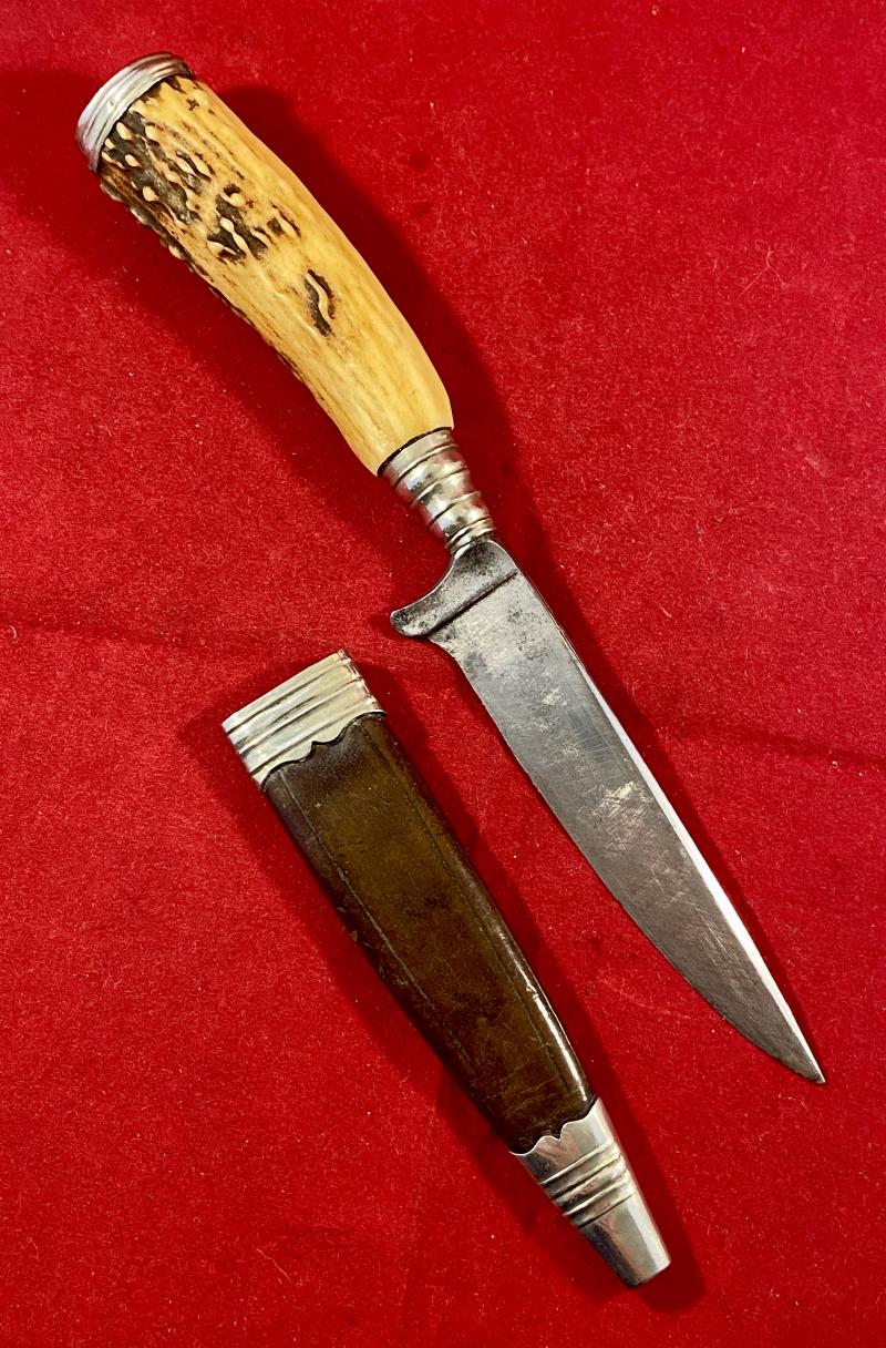 Vintage Souvenir Stag Antler Boot Knife with Original Leather Sheath – A. PETER PASSAU Germany c1930