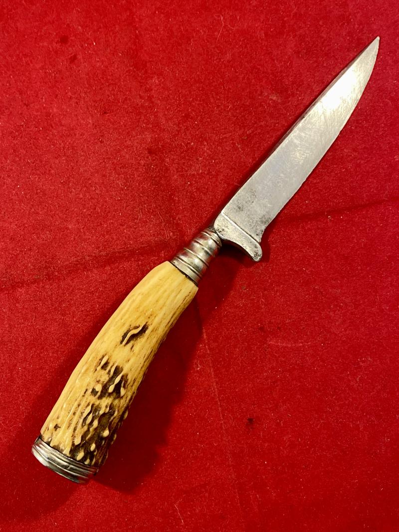 Vintage Souvenir Stag Antler Boot Knife with Original Leather Sheath – A. PETER PASSAU Germany c1930