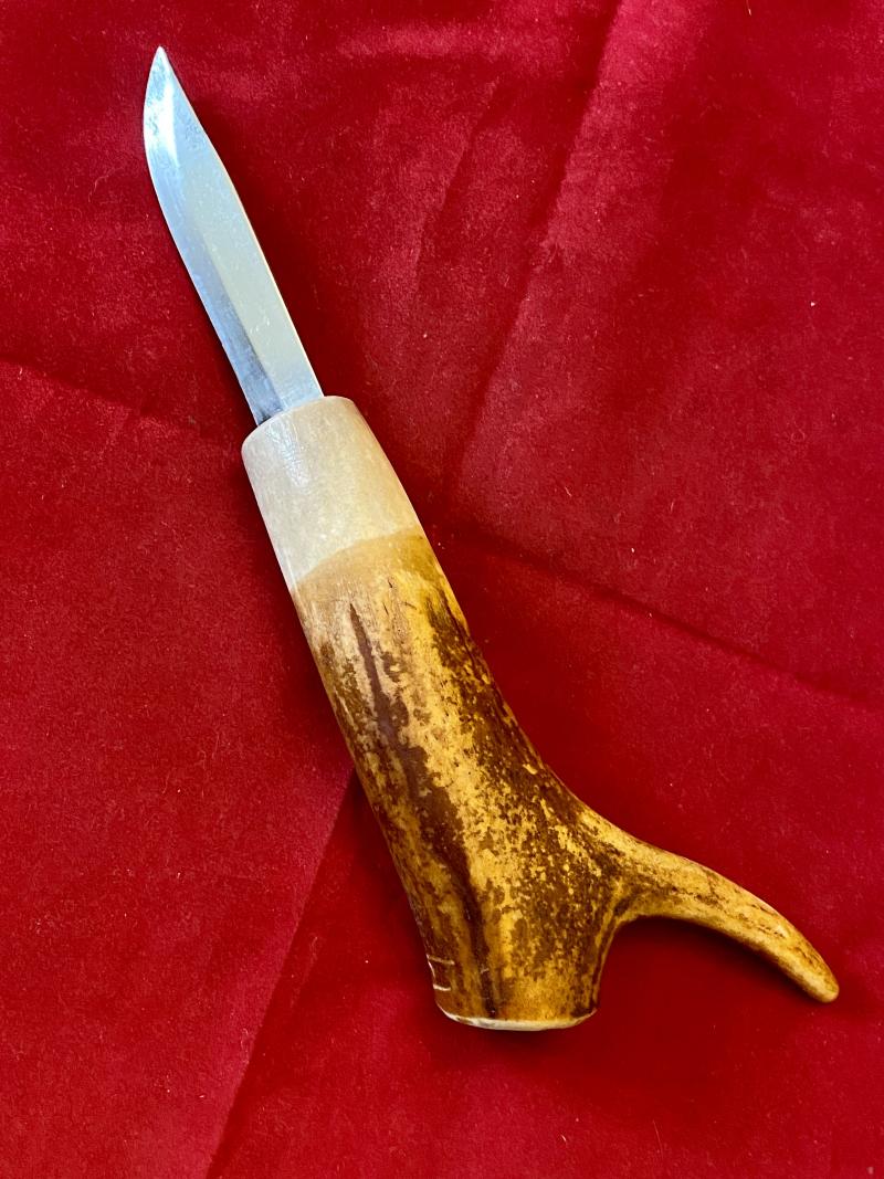 Vintage Traditional Decorated Sami Knife made from Reindeer Antler