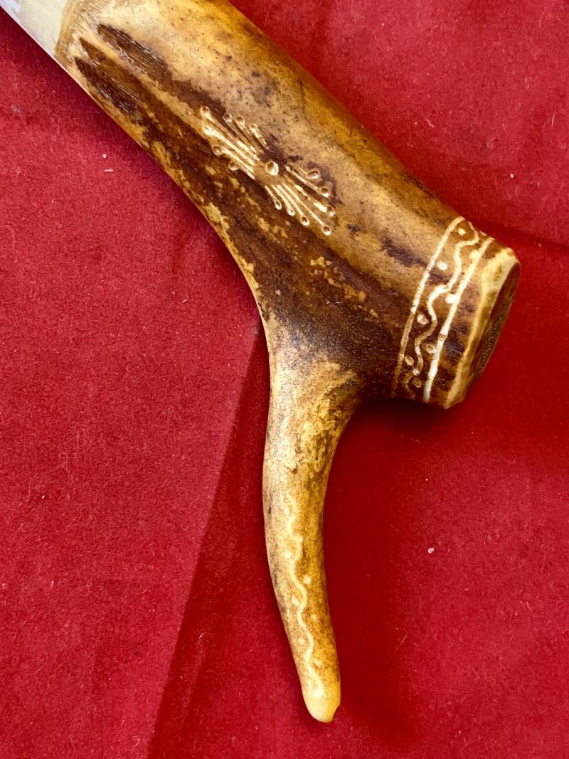 Vintage Traditional Decorated Sami Knife made from Reindeer Antler