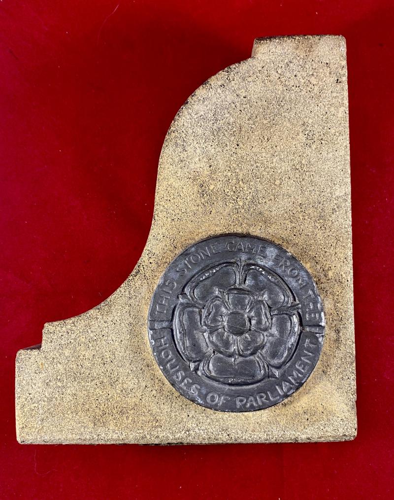 WW2 Souvenir Bookends made from salvaged Portland Stone from the Houses of Parliament after the Blitz bombings during May 1941