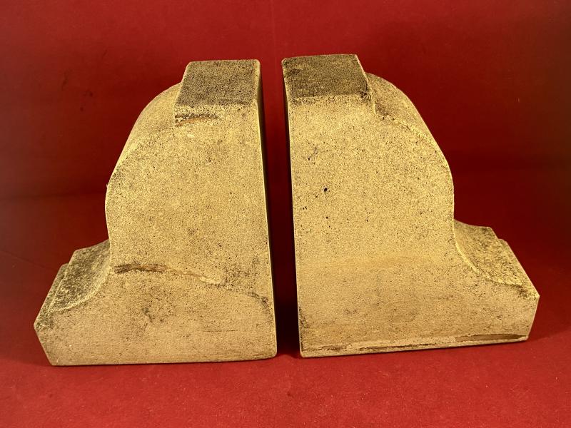 WW2 Souvenir Bookends made from salvaged Portland Stone from the Houses of Parliament after the Blitz bombings during May 1941