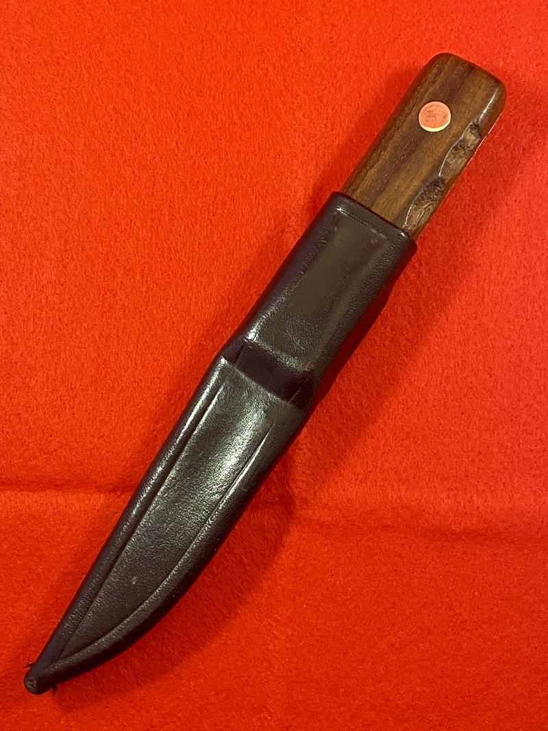 Vintage British Royal Navy Deck Knife with Leather Sheath by J. Nowill & Sons dated 1989