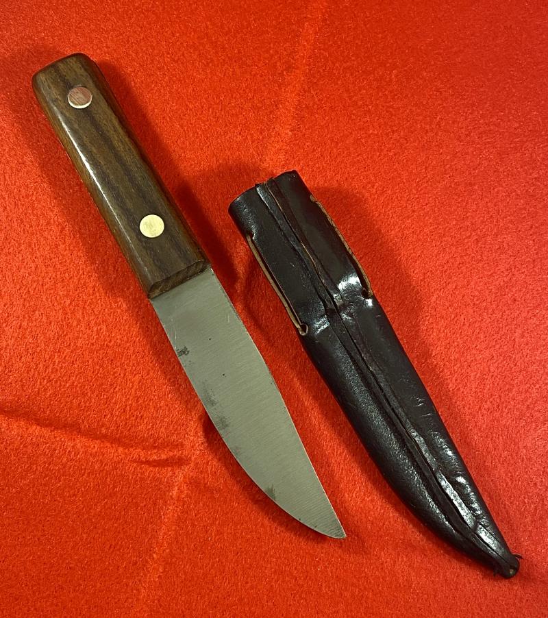 Vintage British Royal Navy Deck Knife with Leather Sheath by J. Nowill & Sons dated 1989