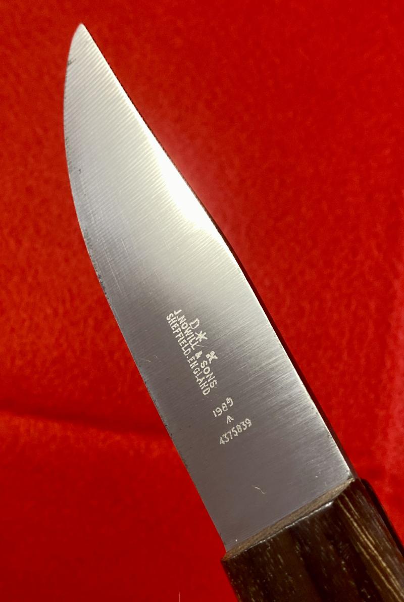 Vintage British Royal Navy Deck Knife with Leather Sheath by J. Nowill & Sons dated 1989