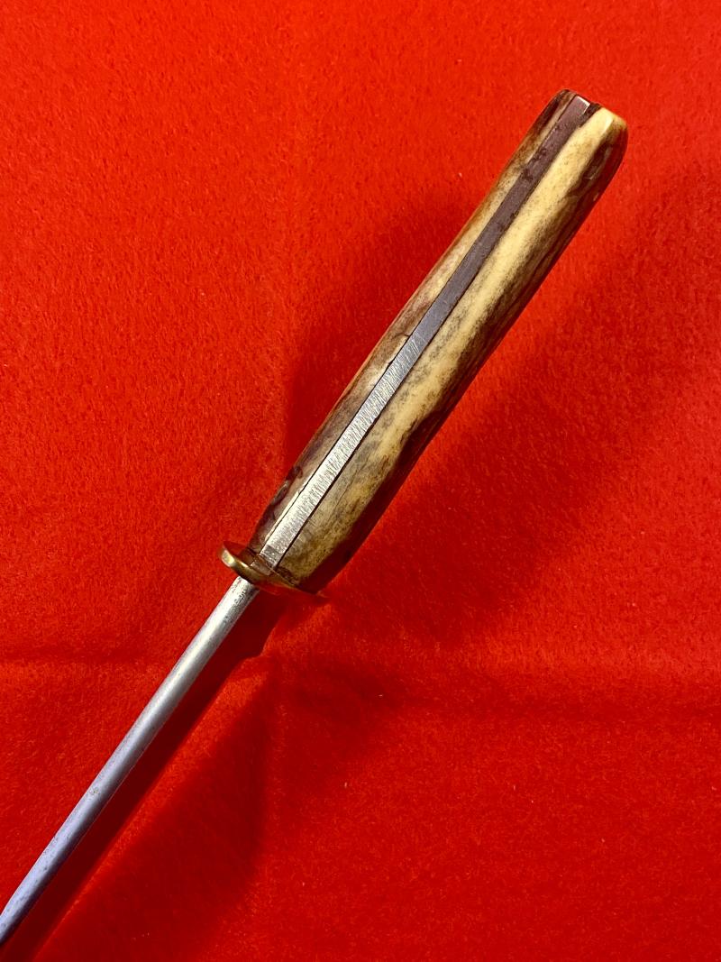 Antique Stag Handled Clip Point Bowie Knife with new Custom made Black Leather Sheath