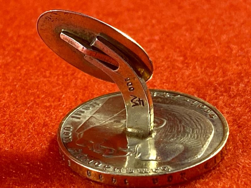 Original Pair of WW2 German 2 Mark Nazi Silver Coin Cufflinks (with Gilt Finish) Depicting Hindenburg and The National Eagle
