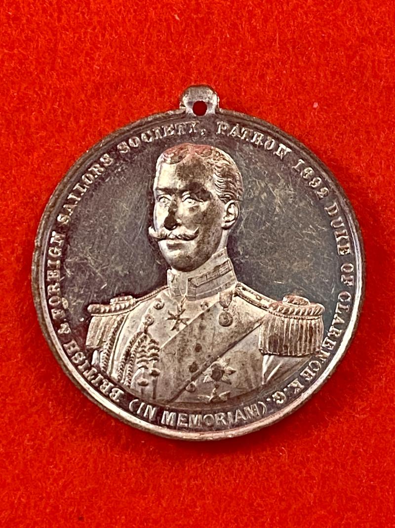 Commemorative Victorian British & Foreign Sailors' Society – Duke of Clarence - HMS Bacchante - White Metal Medal c1892