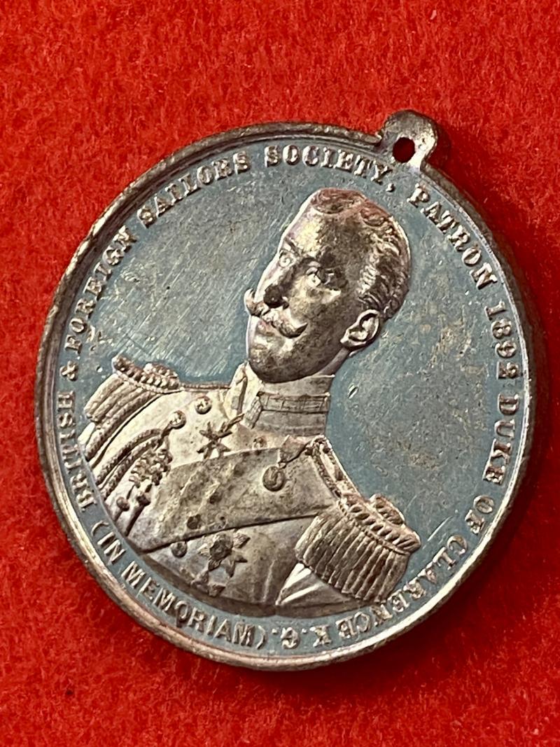 Commemorative Victorian British & Foreign Sailors' Society – Duke of Clarence - HMS Bacchante - White Metal Medal c1892