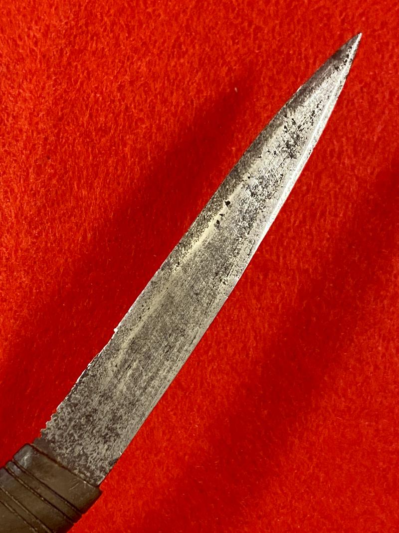 Antique Rencong Dagger from Sumatra Indonesia with 3.25” Blade and Carved Dark Horn Grip and Sheath