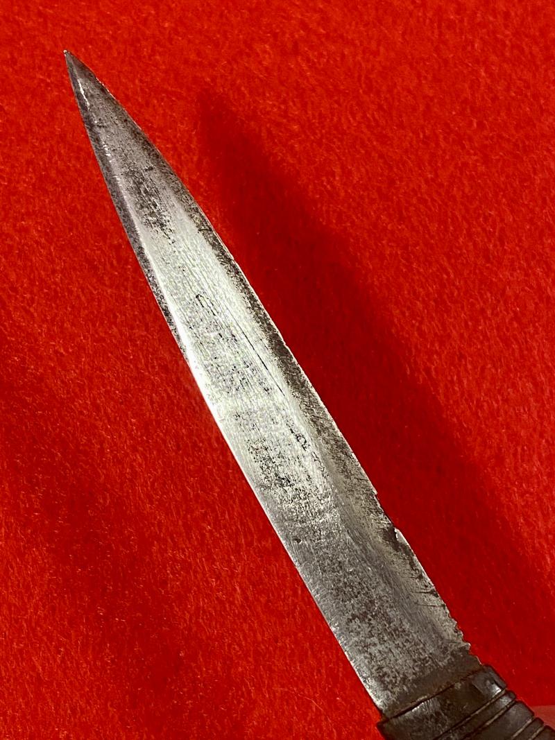 Antique Rencong Dagger from Sumatra Indonesia with 3.25” Blade and Carved Dark Horn Grip and Sheath