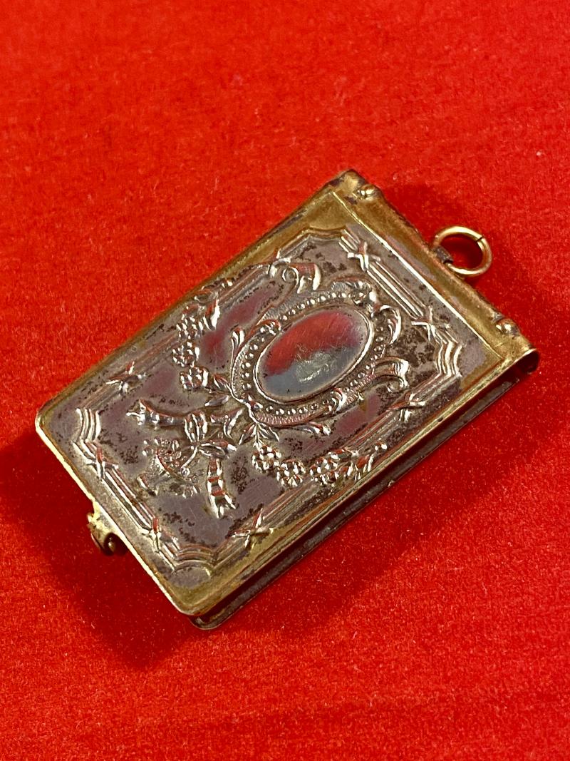 Commemorative French WW1 Gilt Metal Miniature Photo Album Pendant - Signing of WW1 armistice