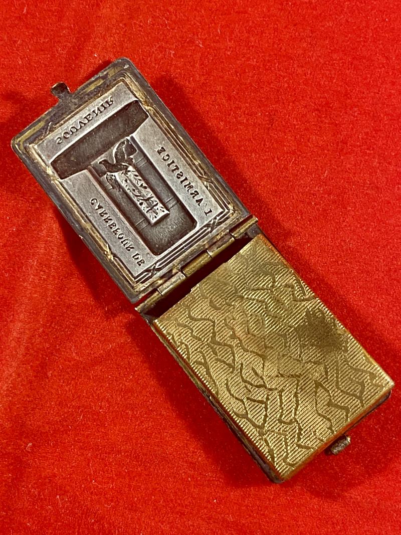 Commemorative French WW1 Gilt Metal Miniature Photo Album Pendant - Signing of WW1 armistice