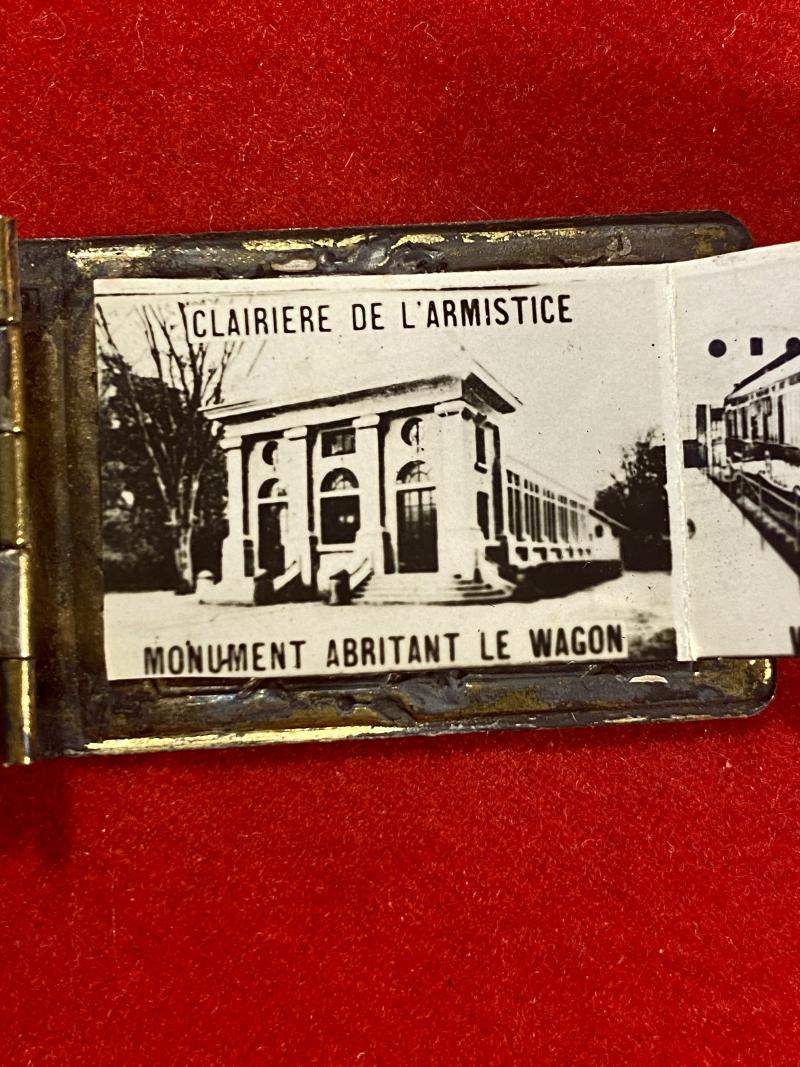 Commemorative French WW1 Gilt Metal Miniature Photo Album Pendant - Signing of WW1 armistice