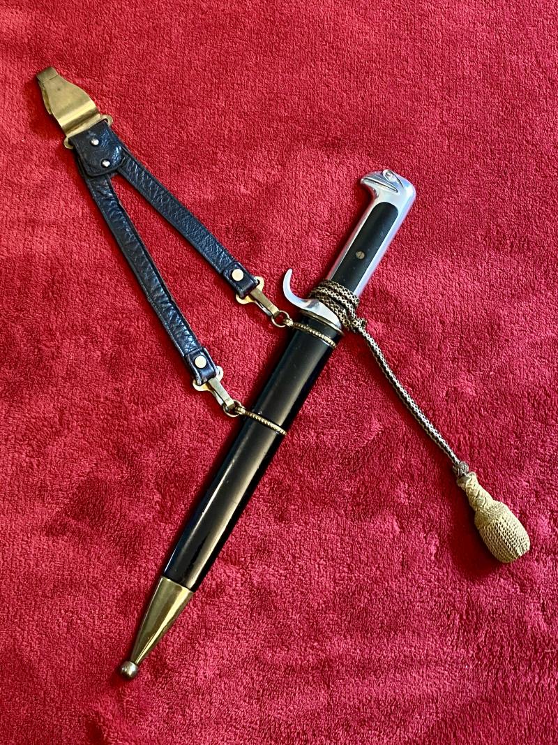 WW2 MVSN Fascist Senior Italian Officer's Dagger with rare Leather Hanger and Portepee