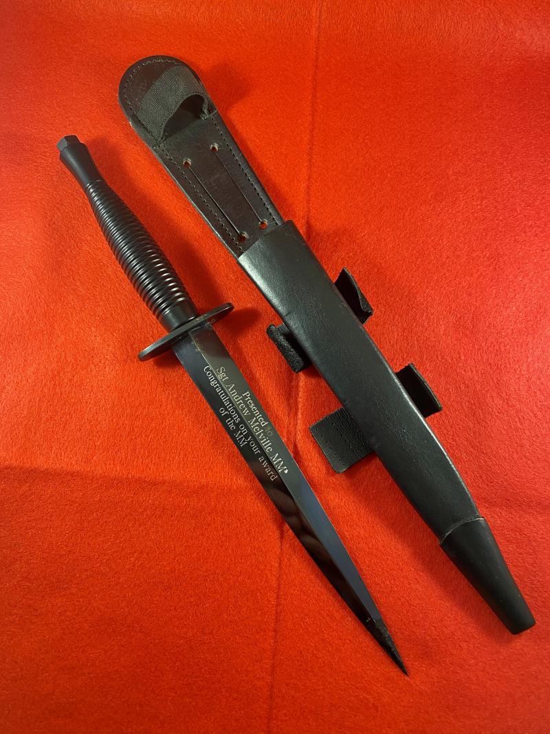 Presentation 3rd Pattern FS Fighting Knife to Sgt Andrew Melville of the SAS on being Awarded the Military Medal c1991