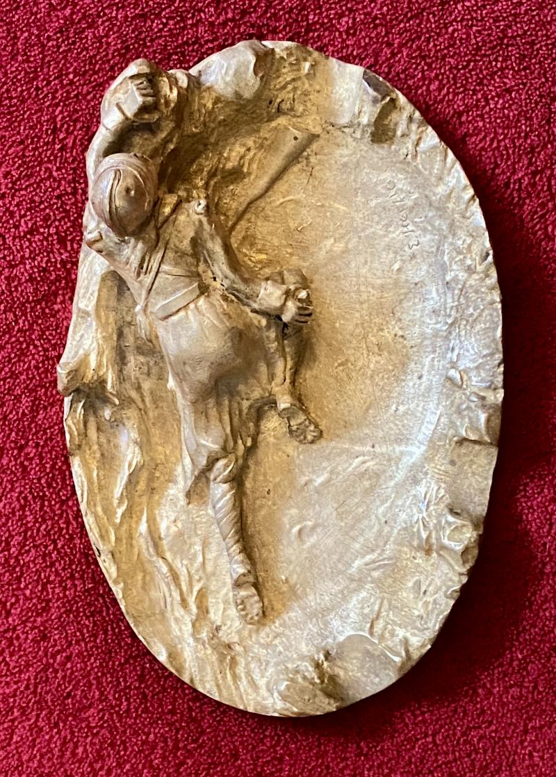 Antique Gilded Bronze Ashtray Depicting a Scene of a WW1 French Soldier marked E. Herzic