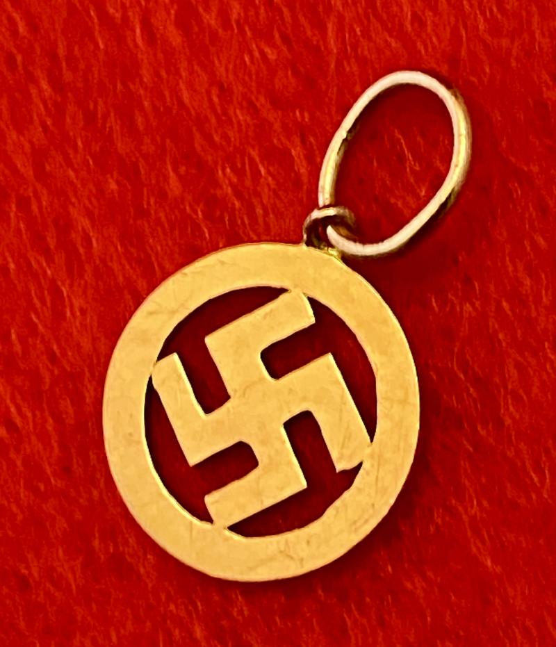Nazi Party 9ct Gold Swastika Charm or Small Pendant