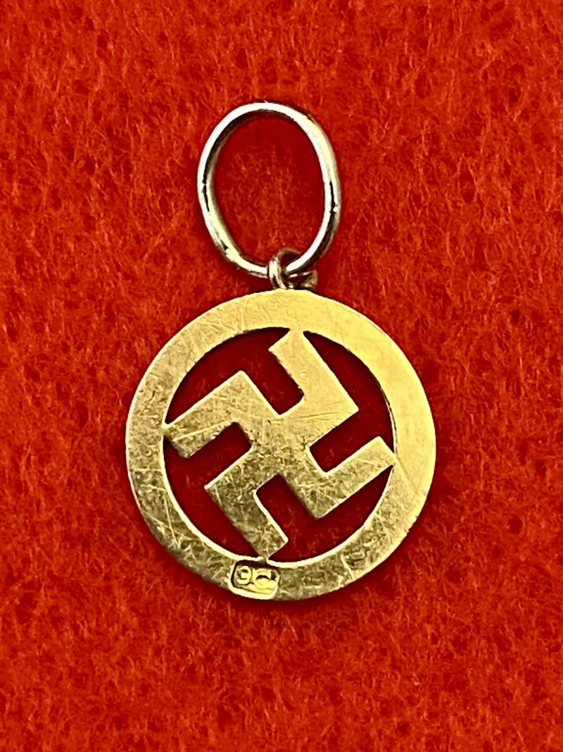 Nazi Party 9ct Gold Swastika Charm or Small Pendant